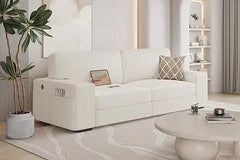 Modern Sofa Couch Corduroy Fabric Sofa with USB Charging Ports & Side Storage Pockets for Living Room Apartment