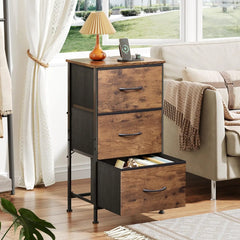 Dresser with 3 Drawers Fabric Nightstand Organizer Storage Dresser for Bedroom Hallway Entryway Closets Sturdy Steel Frame