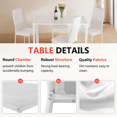 Dining Table Set Glass for Small Spaces Kitchen Table and Chairs for 4 Table with Chairs Home Furniture Rectangular Modern