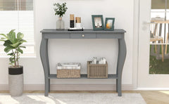 ChooChoo Narrow Farmhouse Console Table with Drawer, Chic Accent Sofa Entryway Table with Shelves for Entryway