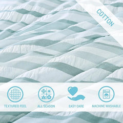 Duvet Cover Set, Cotton Bedding with Matching Shams & Button Closure, All Season Home Decor (Clearwater Cay Blue,)