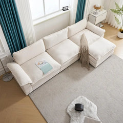 Sectional Sofa Modular Deep Seat Sofas Couch with Ottoman, Teddy Fleece Sofas Sleeper Comfy Upholstered Furniture, Sofa