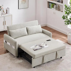 Modern Convertible Sleeper Sofa Bed, Seat Lounge Sofa w/Reclining Backrest,Toss Pillows,Sofa Couch Pullout Bed for Living Room