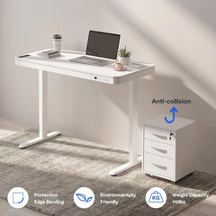 FLEXISPOT Comhar electric upright, with drawers, USB ports A to C for charging, adjustable height, 48 inch computer desk