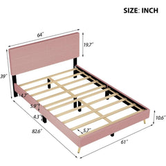 Queen Size Corduroy Platform Bed,Comfortable Upholstered Velvet Bedstead Frame,& Lath Support Noiseless No Box Spring Needed