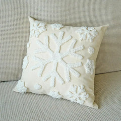 Snowflake Pillow Covers Decorative Christmas Cushion Covers 45x45cm/18x18inch Throw Pillow Covers 2x Snowflakes Square Embroider