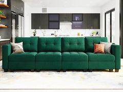 Sectional Modular Sofa with Storage Seats, Velvet Couch for Living Room, Apartment,Small Space