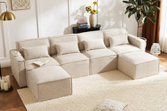 Shaped Modular Couch with Reversible Chaise,Luxury Modular Sectional Sofa for Living Room, Apartment