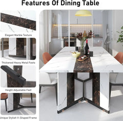 Dining Table, 71-Inch, Seats 8 with Wooden Waterproof Table Top, Adjustable Legs, Family Dining Table Set