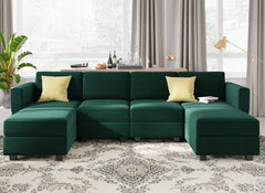 Velvet Sectional Sofa Modular with Storage Seat Oversized U Shaped Couch with Reversible Chaise Sofa Set Velvet Sectional Sofa