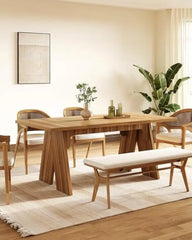 Dining Table for 6 People, Large 70.9 Inches Long Dining Room Table, Modern Rectangular Kitchen Table, Brown Wooden Dinner Table