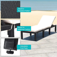 Patio Wicker Lounge Chair, Outdoor Rattan Adjustable Reclining Backrest Lounger Chairs, Seating and Back Cushion