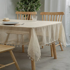 Elegant Linen Rectangle Table Cloth - Washable French Tablecloth for Kitchen Dining Tables, Parties & Special Occasions