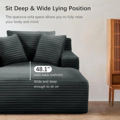 Oversized Chaise Lounge Chair Indoor, Upholstered Modern Sofa Couch with Throw Pillows and Armrests,Comfy Sleeper Chair