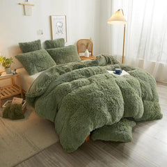 Plush Shaggy Duvet Cover Luxury Ultra Soft Crystal Velvet Bedding 1PC(1 Faux Fur Duvet Cover),Zipper Closure