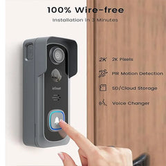 ieGeek 2K Doorbell Camera Wireless -Video Doorbell with Chime Ringer, Smart Wifi Doorbell AI & PIR Motion Detection