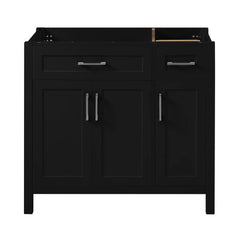 36" Black Bathroom Vanity Cabinet with Resin Integrated Sink - 2 Drawers, 3 Doors