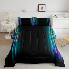 Comforter Set Kids Teens Dark Blue and Black Striped Bedding Bed Set Decor Modern Fashion Comforter Inner Fill Bedroom