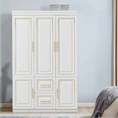 3 Door Closet Wardrobe, Armoire with 3 Drawer and Hanging Rod, Freestanding Closet Cabinet, Clothes Storage Organizer, Wardrobes