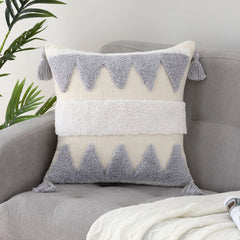 Retro Throw Pillow Case Bohemian Beige Cushion Cover Fringe Tufting Pillowcase for Sofa Bed Living Room Home Decoration