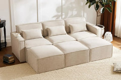 Shaped Modular Couch with Reversible Chaise,Luxury Modular Sectional Sofa for Living Room, Apartment