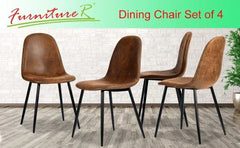 Dining Chairs Set of 4, Fabric Suede Dining Room Side Seating, Kitchen Chairs with Metal Legs for Living Room,Dark Brown