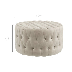 HOMCOM Button Tufted Ottoman Foot Stool with Velvet-feel Upholstery, Beige