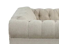 No Sagging Couch, Couches for Living Room 24'' Deep Seat Sofas Couches Pet-Friendly Linen Chesterfield Tufted Sofas, Beige