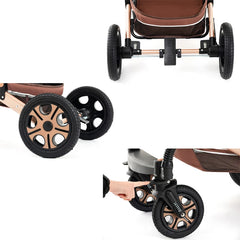 3 in 1 Baby Stroller,Baby Travel System,Baby Carriage 3in1 with Isofix Base,Foldable Newborn Pram,Reversible Standard Stroller