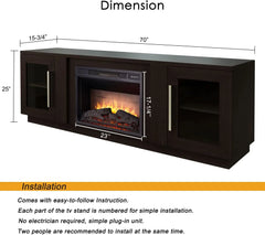 3D Fireplace TV Stand for TVs Up To 80’’ Wooden Media Entertainment Center Table TV Cabinets Electric Fireplace W/Remote Control