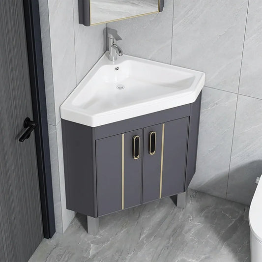 Corner Bathroom Sink,Floor-Standing,Corner Wall Mount,Bathroom Vanity with Sink Balcony Sink with Storage Container