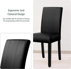 Dining Chair Set of 4 Faux Leather Dining Chairs High Back Upholstered Parsons Dining Chair Kitchen Side Chair Solid Wood Black