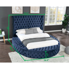 Bedroom Furniture 4 PCS Bedroom Set Include Luxury Queen Round Bed 1 Nightstand 1 Dresser with Mirror Glamorous Furniture