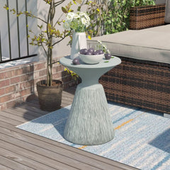 Outdoor Side Table, Mushroom Shaped MgO Accent Table, Lightweight Patio End Table with Rotund Base