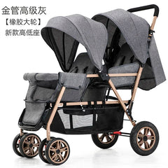 Twin baby strollers double front and back seat lie portable foldable child Cart