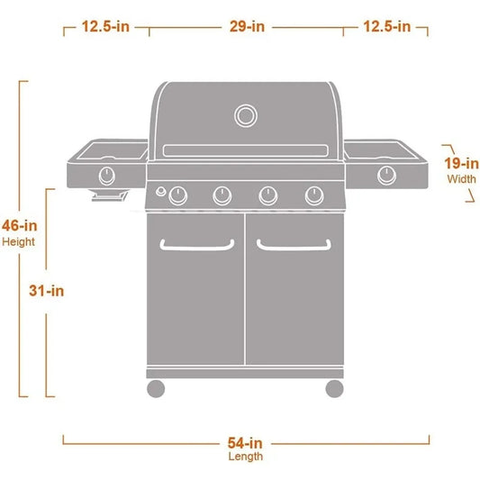 Grills 4-Burner Propane Gas Grills Stainless Steel Cabinet Style with Side & Side Sear Burners, Built-In Thermometer, BBQ Grill