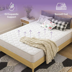 8 Inch Innerspring Twin Size Medium Firm Memory Foam Mattress, Bed in a Box, White