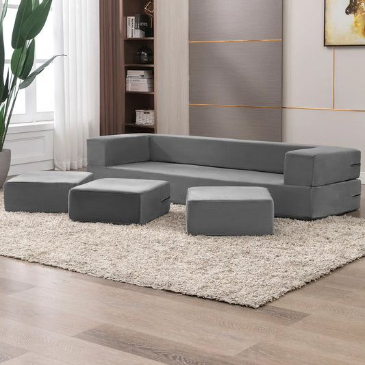 HORGAEO Folding Bed Couch, Sleeper Foam Sofa Bed, Cushioned Foam Mattress Comfortable Sofa