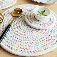 Woven Cotton Rope Round Placemats Set of 2 Non-Slip  and Heat Resistant for Your Perfect Table Decor