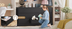 Bedroom Dresser , 61.4" Wide Dresser Chest of Drawers , Long Dresser TV Stand with Power Outlets, Sturdy Storage Cabinet