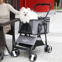 Large Pet Stroller Pram Dog Carrier Trailer Stroller Travel Walk Carrier with Detachable Carrier Cart  Load 30kg