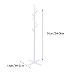 CNCEST Pine Wood Coat Rack With 8 Branch Hooks Easy to Install Modern Tree Shape Coat Rack For Living Room Bedroom