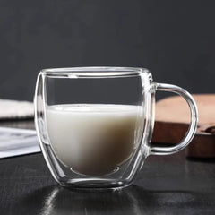 350ml Transparent Double  Glass Coffee Cup Household  Coffee Tea Mug Company Water Cup With Handle Kitchenware