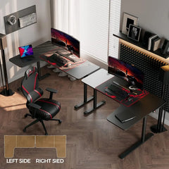 L Shaped Gaming Desk, 60 Inch L60 Home Office Corner PC Computer Gamer Table,Easy to Assemble, Left, Black