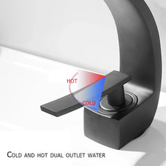 Brass Bathroom Faucet Basin Sink Faucet Single Handle Cold and Hot Mixer Taps Beautiful Curve Design Deck installation