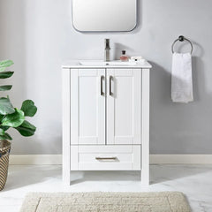 24 Inch Bathroom Vanity with Sink, Small Bathroom Vanities Sink Set, White Bathroom Vanity Cabinet Combo, Modern Bath Vanity