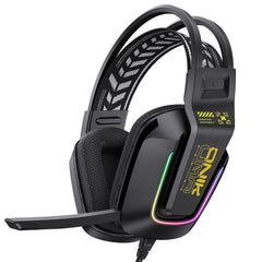 ONIKUMA Professional Gaming Headset with RGB Dynamic Lighting Wired Over-Ear Headset with Noise Canceling Microphone for PC