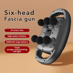 Six-head Fascia Gun Wireless Waist Back Massager High-Frequency Vibration Red Light Body Shoulder Muscle Relaxation Massage Gun