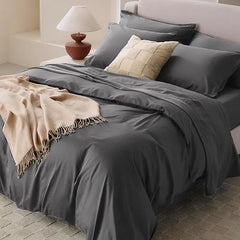 Cotton Tencel Duvet Cover Set - Luxe Duvet Cover Queen Soft, Bedding Set Eucalyptus Lyocell, Perfect for House Warming Gift