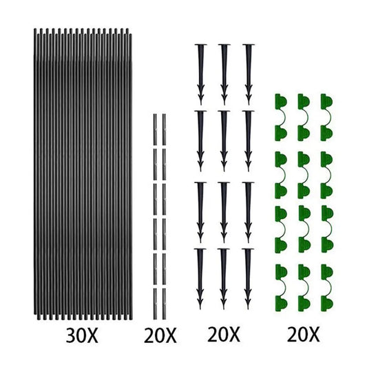 Flexible Fiberglass Hoops for DIY Plant Tunnel Arches Steel Connectors and Mulch Clips for Raised Beds and Greenhouses